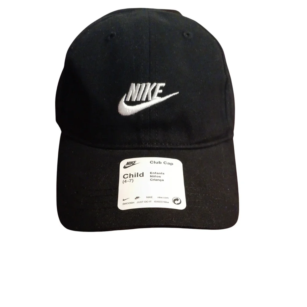 Nike Swoosh Black White Logo Child Youth (4-7) Adjustable Baseball Cap Hat